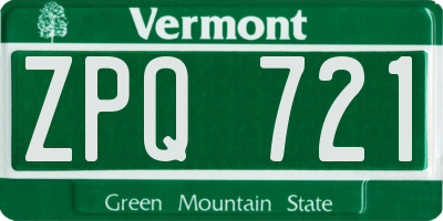 VT license plate ZPQ721