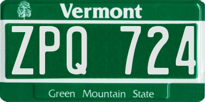 VT license plate ZPQ724