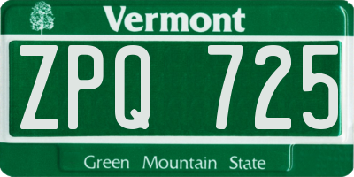 VT license plate ZPQ725