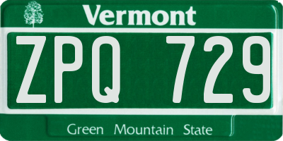 VT license plate ZPQ729
