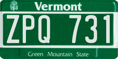 VT license plate ZPQ731