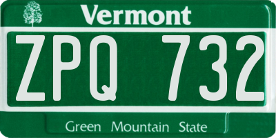 VT license plate ZPQ732