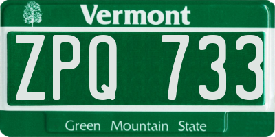 VT license plate ZPQ733