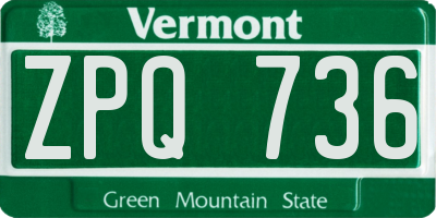 VT license plate ZPQ736