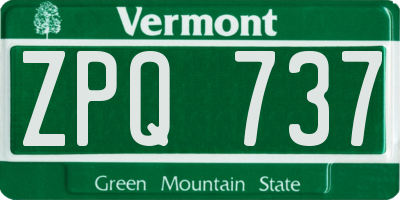 VT license plate ZPQ737