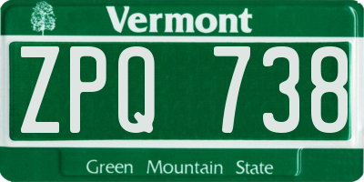 VT license plate ZPQ738