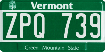 VT license plate ZPQ739