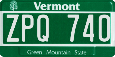 VT license plate ZPQ740