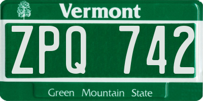 VT license plate ZPQ742