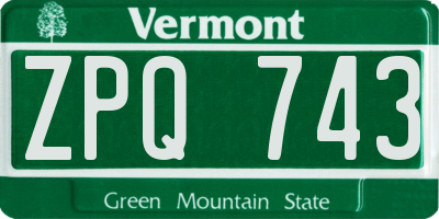 VT license plate ZPQ743