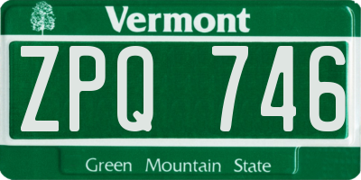 VT license plate ZPQ746