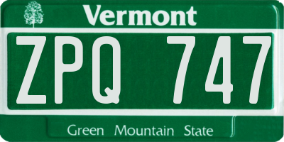 VT license plate ZPQ747