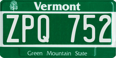 VT license plate ZPQ752