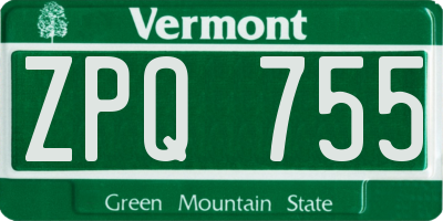 VT license plate ZPQ755