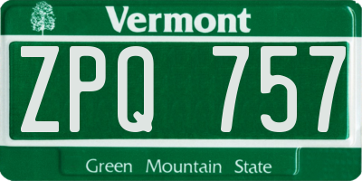 VT license plate ZPQ757