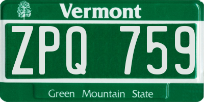 VT license plate ZPQ759
