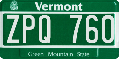 VT license plate ZPQ760