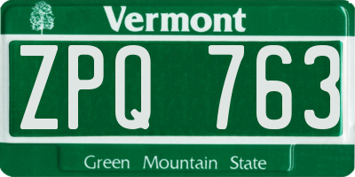 VT license plate ZPQ763