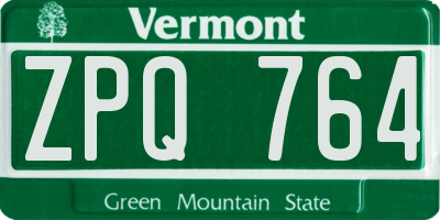 VT license plate ZPQ764