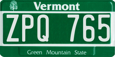 VT license plate ZPQ765