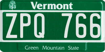 VT license plate ZPQ766