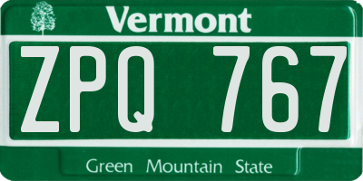 VT license plate ZPQ767