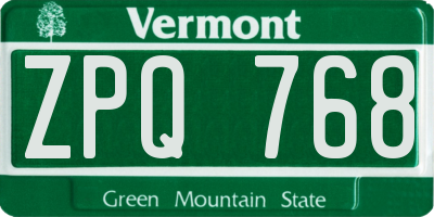 VT license plate ZPQ768