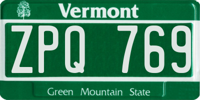 VT license plate ZPQ769