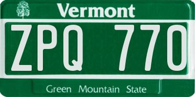 VT license plate ZPQ770