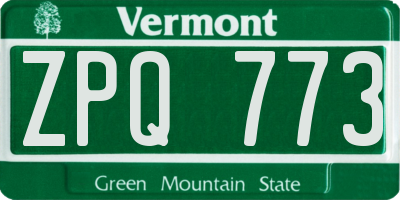 VT license plate ZPQ773