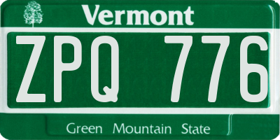 VT license plate ZPQ776