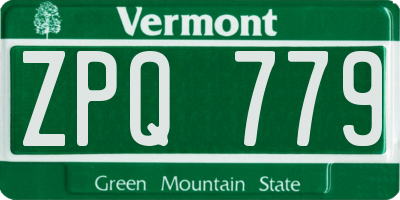 VT license plate ZPQ779