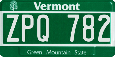 VT license plate ZPQ782