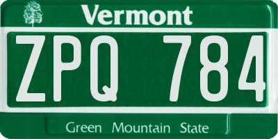 VT license plate ZPQ784