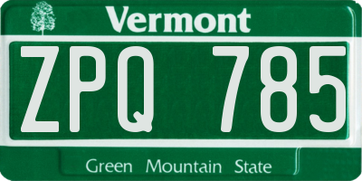 VT license plate ZPQ785