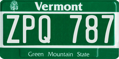 VT license plate ZPQ787