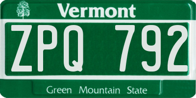 VT license plate ZPQ792