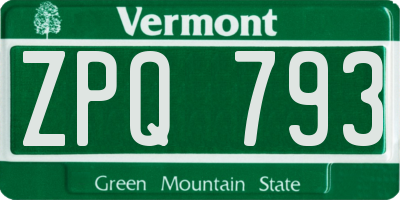 VT license plate ZPQ793