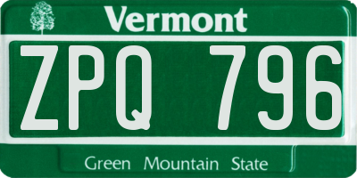 VT license plate ZPQ796