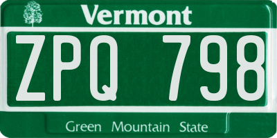 VT license plate ZPQ798