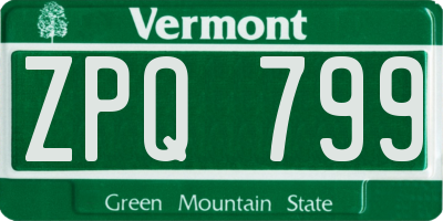 VT license plate ZPQ799