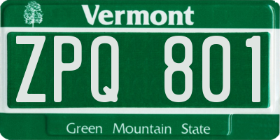 VT license plate ZPQ801