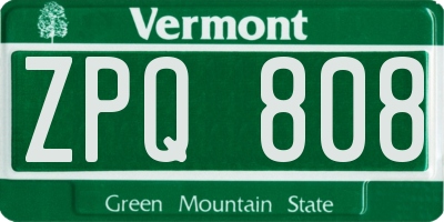 VT license plate ZPQ808