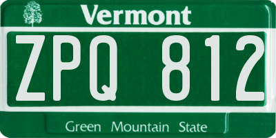 VT license plate ZPQ812