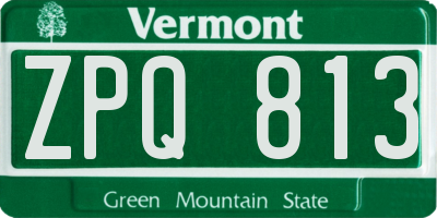 VT license plate ZPQ813