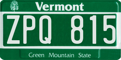 VT license plate ZPQ815