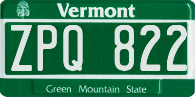 VT license plate ZPQ822