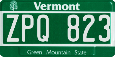 VT license plate ZPQ823