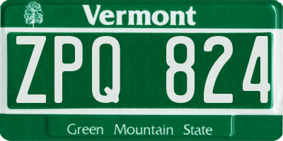 VT license plate ZPQ824