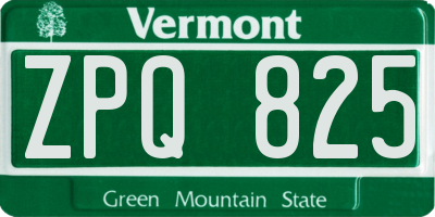 VT license plate ZPQ825